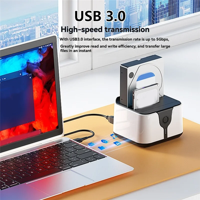 

Advanced 2.5/3.5 Inch SSD External Hard Drive Enclosure SATA To USB 3.0 HDD Case Dual Bay Hard Drive Docking Station US Plug