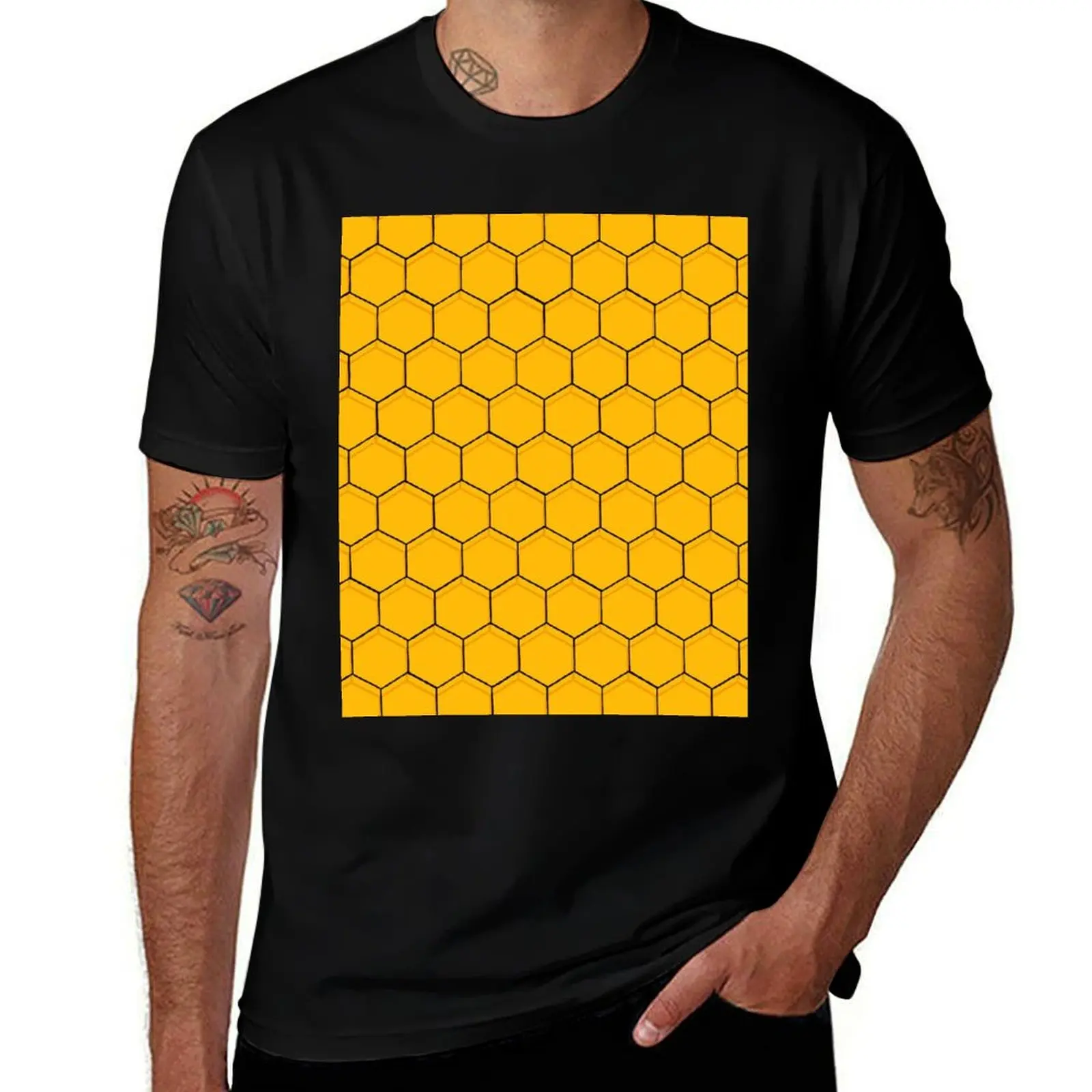 Honeycomb Hexagons T-Shirt Casual Breathable Short Sleeve Top T-Shirt