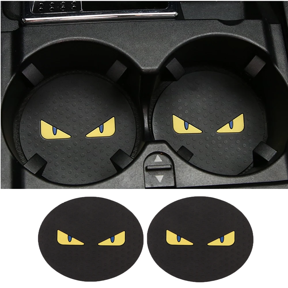 Car Water Coasters Cartoon Little Monster Non-slip Insulation Pad Silicone Round Cup Groove Mat Car Interior Styling Accessories