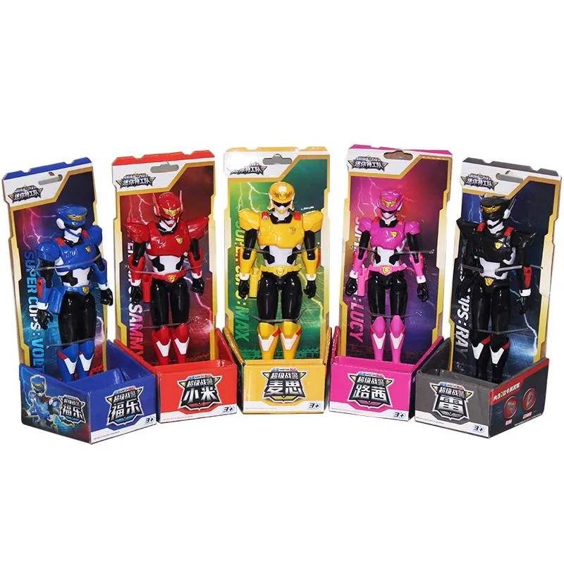 새로운 미니포스 슈퍼 경찰 파워 볼트 맥스 레오 모델 액션 피규어 관절 가동 인형 로봇 미니 포스 모델 장난감 어린이 선물