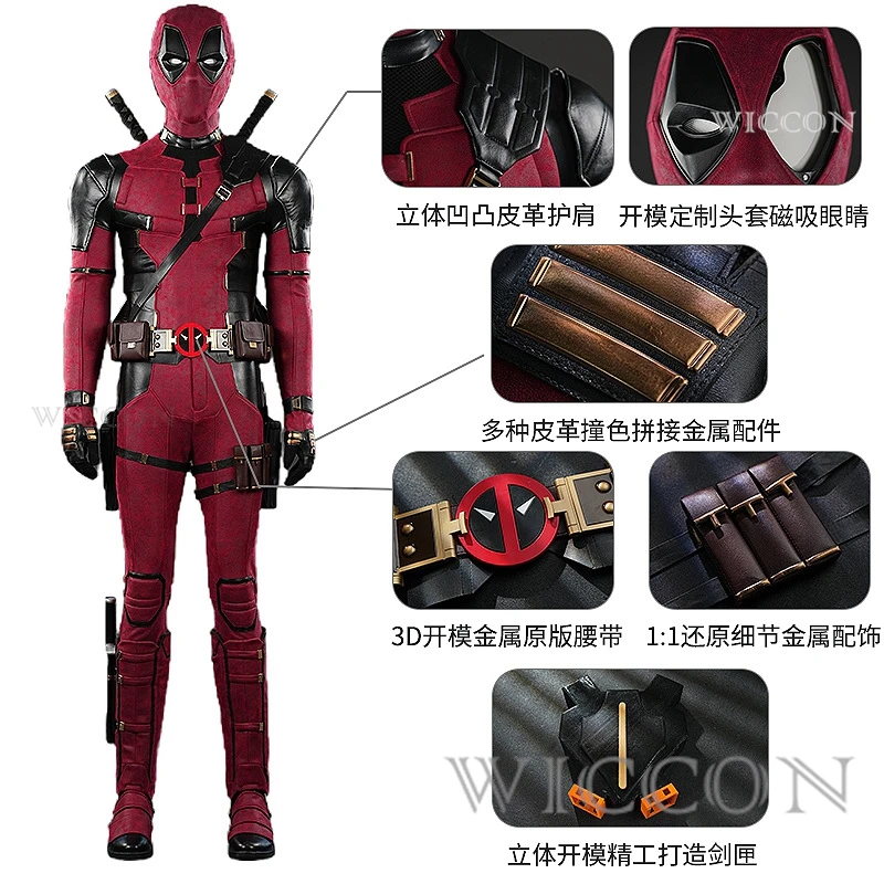 Deadpool 3 Cosplay Costume masque combinaison ceinture Halloween fête Costume tenue