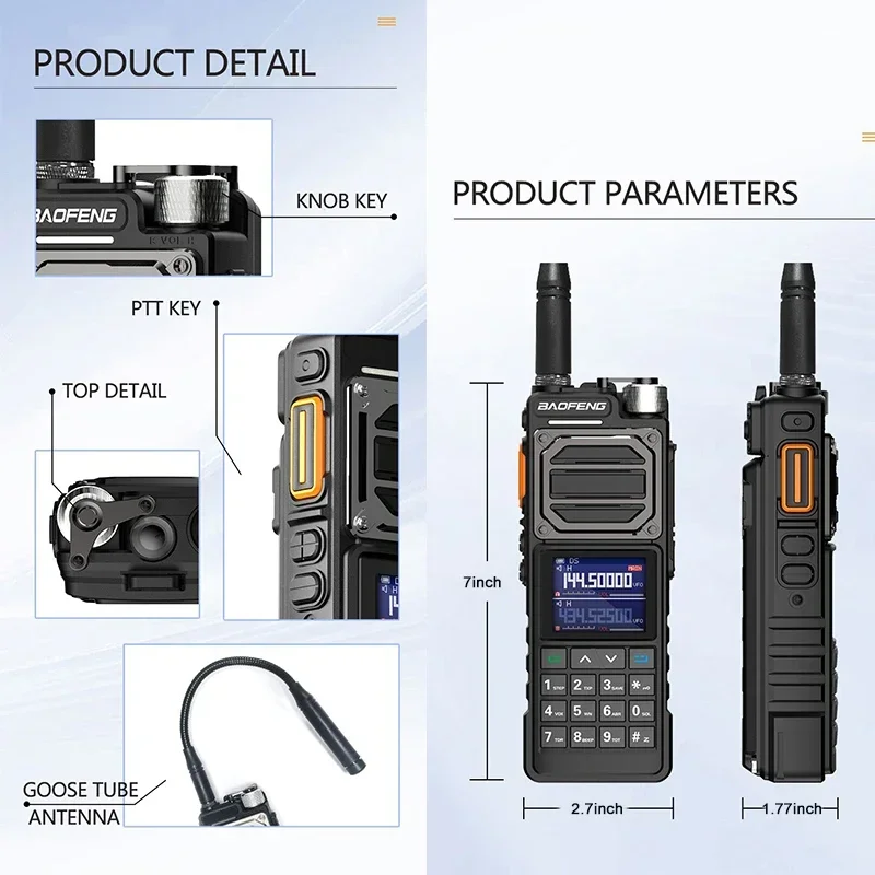 BAOFENG UV-25 Pro Max Tactical Walkie Talkie High Power 50KM 136-520MHz 999CH USB C Charger Two Way Radios Six Bands BF-X5 Pro