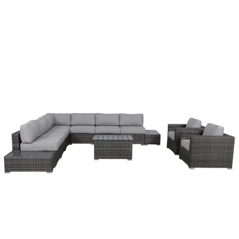 8-Person Outdoor Wicker Sofa Set with Cushions - Fully Assembled Patio Furniture