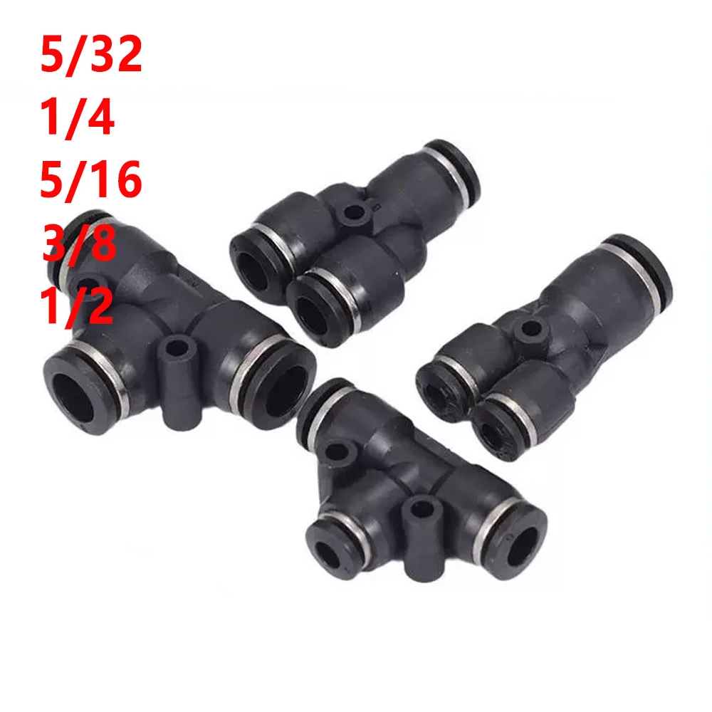 British Pneumatic Quick Connector T-shaped Y-shaped Three-way PE PUT PY 1/8 1/4 3/8 1/2 5/16 Inch Hose Air Pipe Connector
