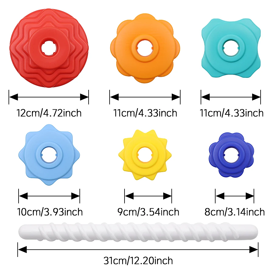 Rainbow colored rotating tower toy - Multi part detachable stacked educational toy - Halloween, early education Christmas gift