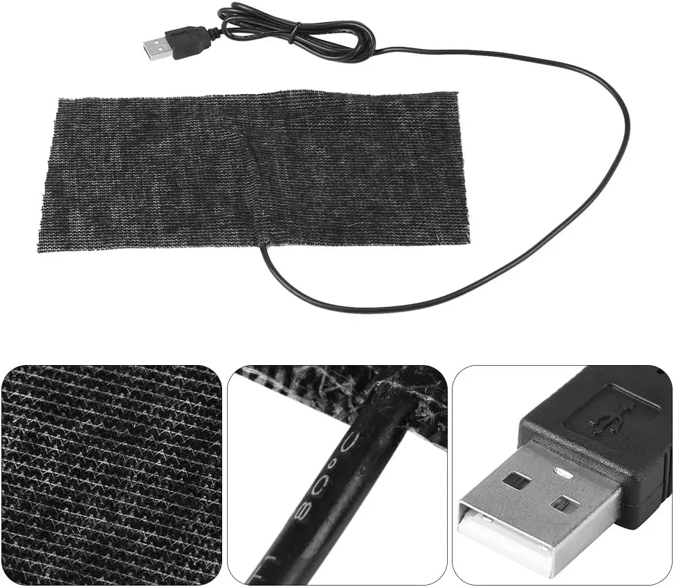 USB-Sitz Heiz blatt, elektrisches Heizkissen schwarz 5V USB Kohle faser Heiz matte Hand wärmer 20x10cm Mauspad warme Decke uns