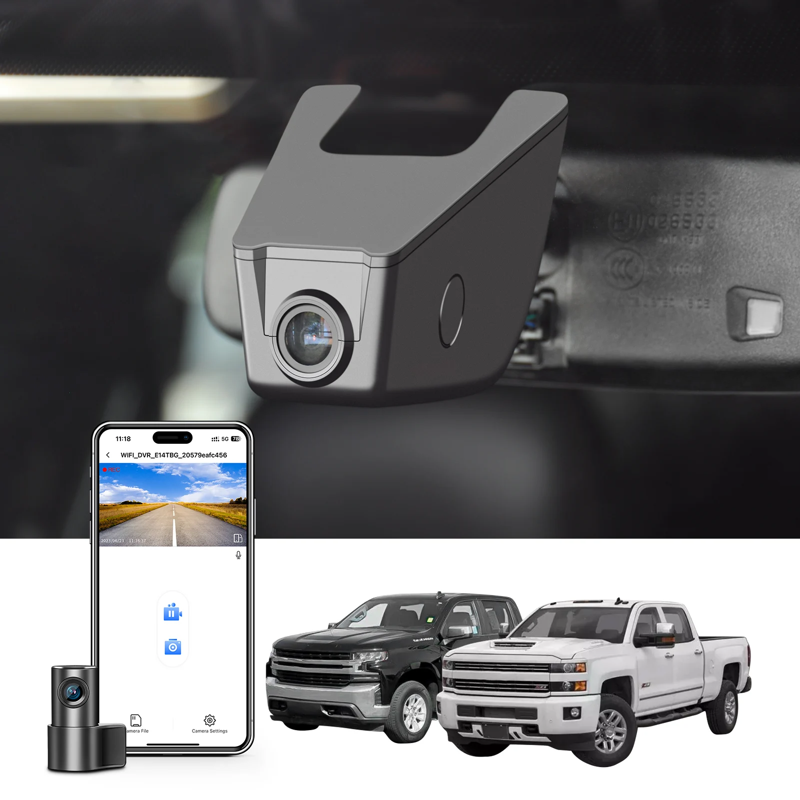 Mangoal Dedicated Dash Cam 4K Fit for Chevy Silverado Select 1500 2014-2021 Select 2500/3500 2015-2023 (Model E) Parking Monitor