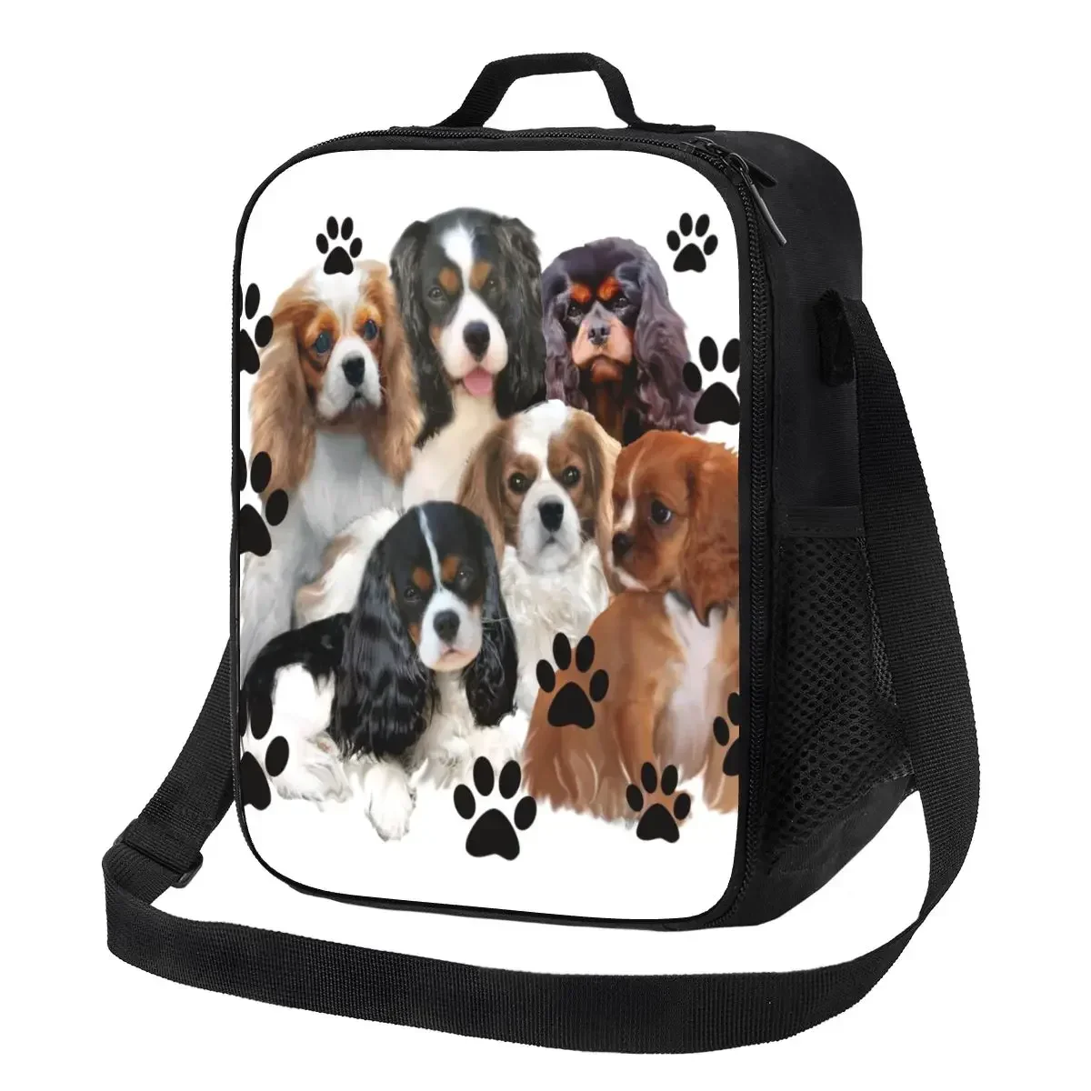 Bolsa de almuerzo aislada para el grupo familiar Cavalier King Spaniel, enfriador impermeable para perros, caja térmica Bento