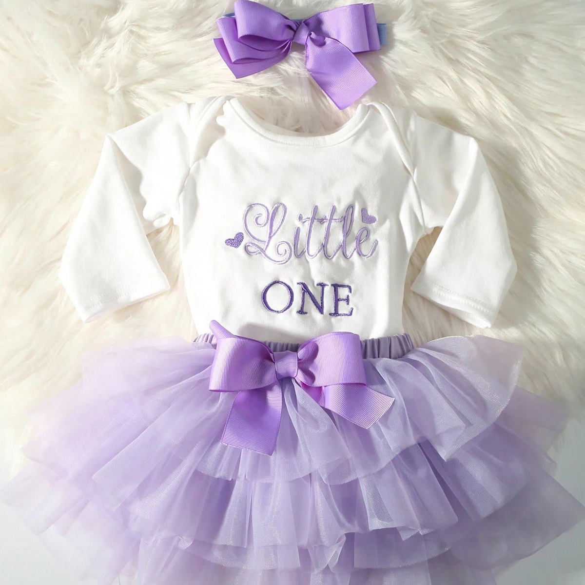 Ylsteed Newborn tutu photography outfits Baby Girl Shooting Outfits with Bow Headband Infant Little One T Shirt and TUTU Skirt