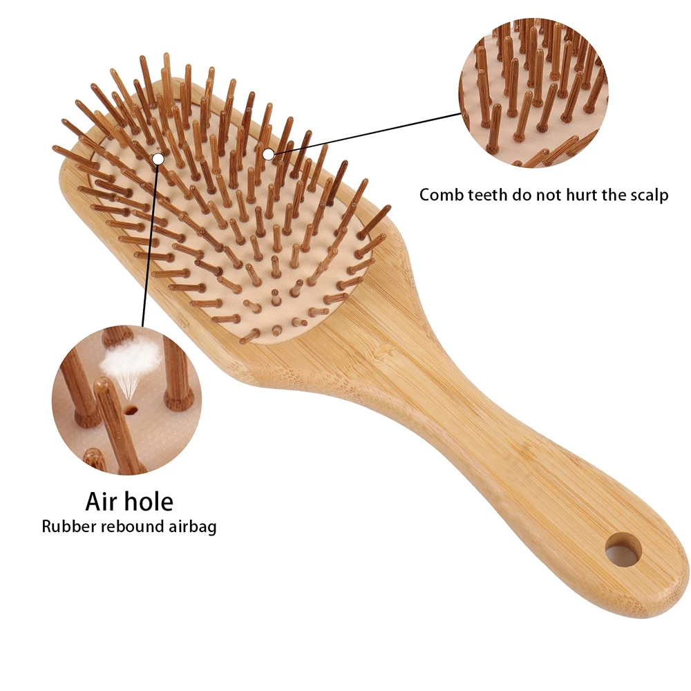 1 Piece Massage Bamboo Combs Hair Brush Women Anti-static Professional Detangling Reduce Hair Loss Styling Tool Wood Comb Unisex