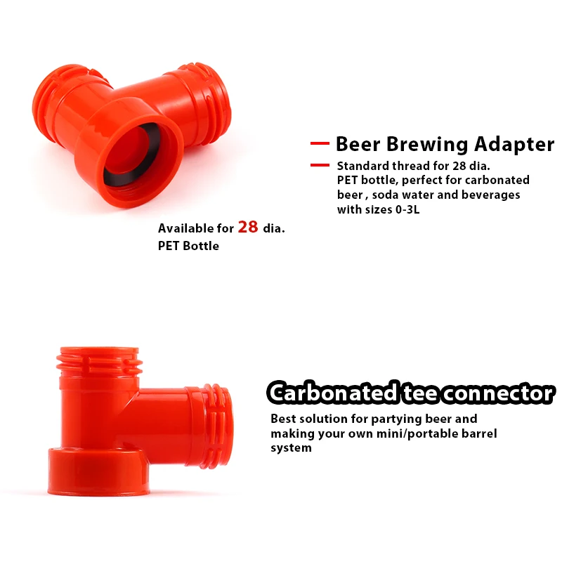 PET Bottle Carbonation Cap Tee,3 Way Connector For Soda Water Carbonated System