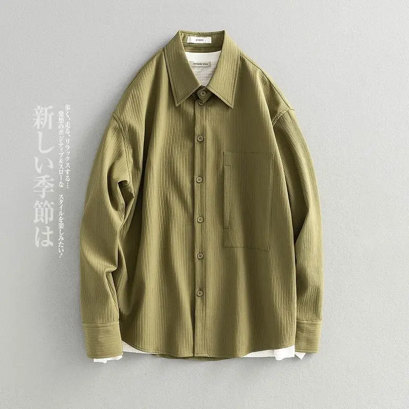 Spring Autumn New Fashion Turn-down Collar Long Sleeve Blouse Solid Men's Clothing Loose Korean Button Trend Simplicity Shirts