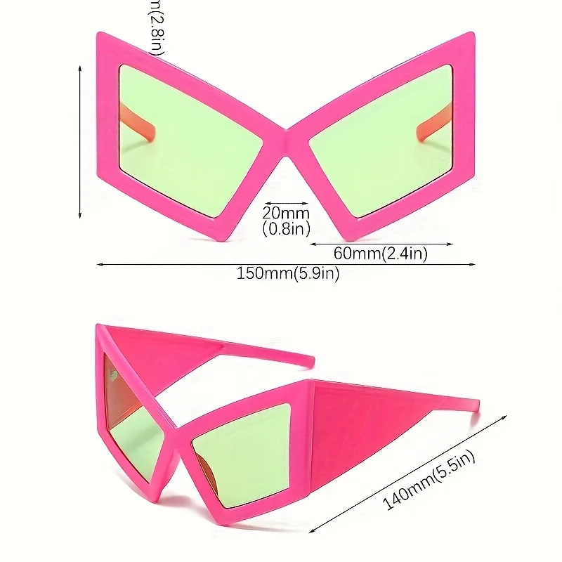 Nuevas gafas de sol personalizadas con montura grande y diseño geométrico verde brillante, material de policarbonato, ideales para desfiles, sesiones de fotos callejeras y fiestas, gafas de moda para mujer. | Accesorios de moda audaces | gafas resistentes