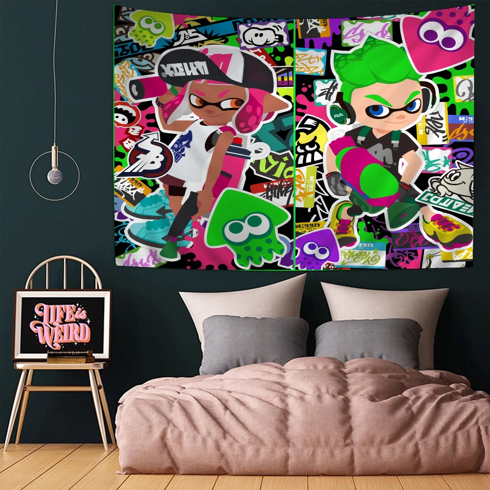 Game Splatoon Tapestry Art Printing Cheap Hippie Wall Hanging Bohemian Wall Tapestries Mandala Art Home Decor