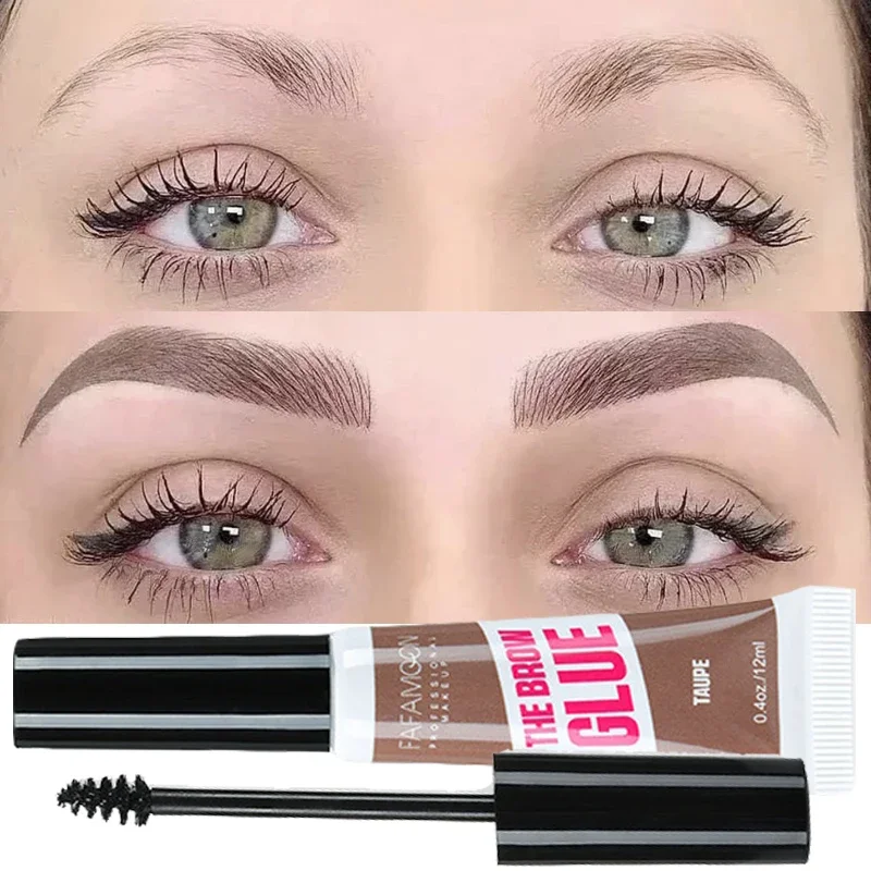 Lasting Eyebrow Enhancer Cream with Brush 4 Colors Waterproof Fast Tint Easy Dye DIY Natural Eyebrow Gel Tattoo Tint Cosmetics