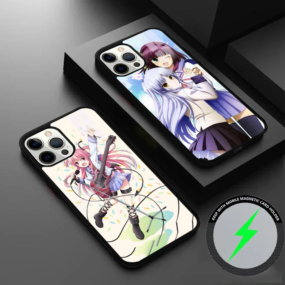 Anime A-Angel B-Beats Phone Case For IPhone 16 15 14 13 12 11 Pro Max Plus Mini Magsafe Mirror Wireless Magnetic Cover