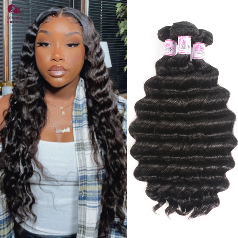 Beautyforever Grade 12A Loose Deep Wave Human Hair Bundles Brazilian Raw Human Hair Weft 3/4 PCS/LOT 100% Virgin Human Hair Weft