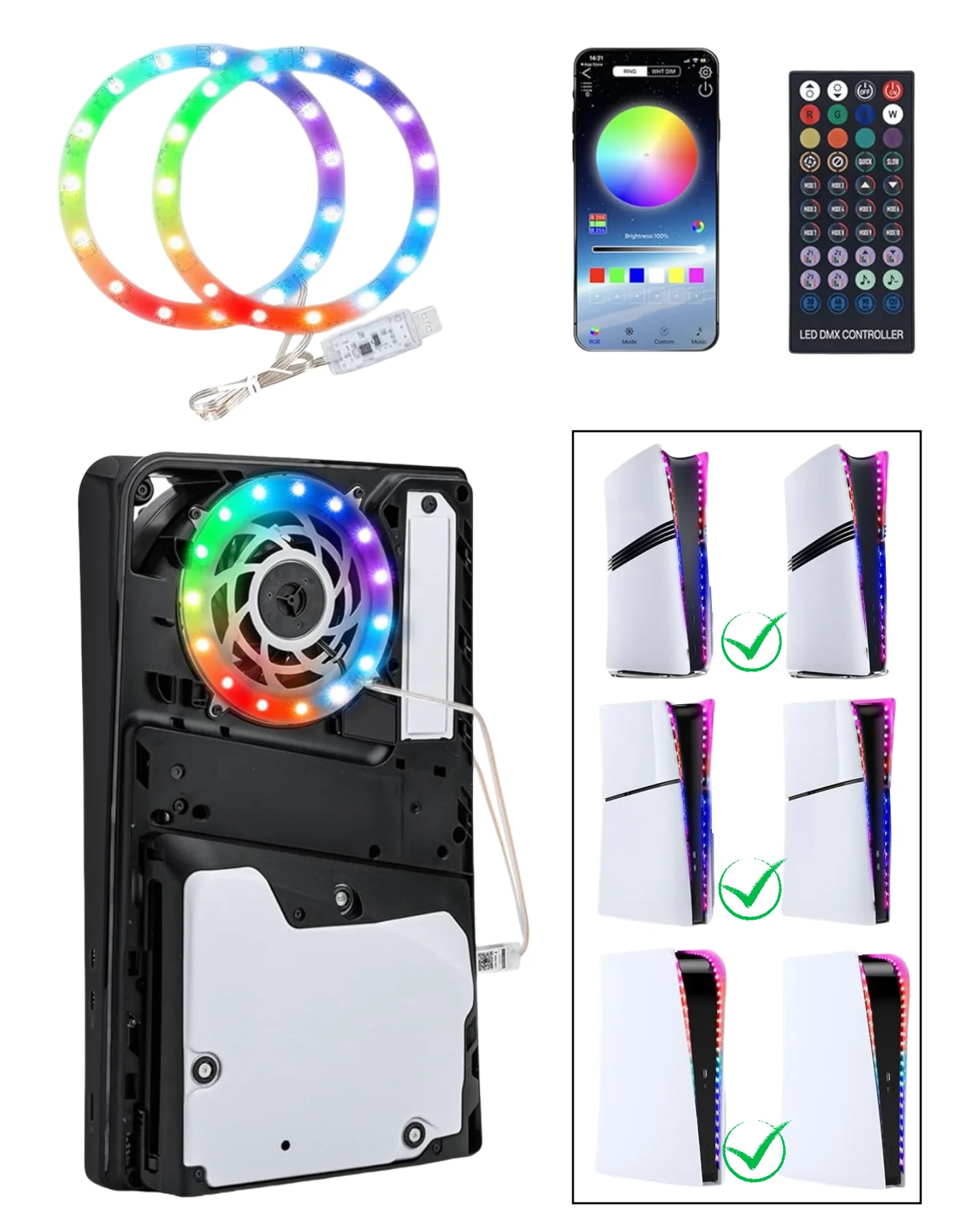 LED Light Strips For PS5 Slim PS5 Pro Console RGB Game atmosphere light For Playstation 5/PS5 Slim/PS5 Pro