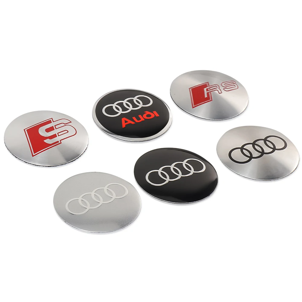 4er-Set 56/60/65MM Auto-Radnabenkappen-Aufkleber für Audi Sline S3 S5 TT A4 B7 C7 A1 Q3 Q7 Q5 RS B8 B9 A3 8P 8V 8L A5 A6 C6 C5