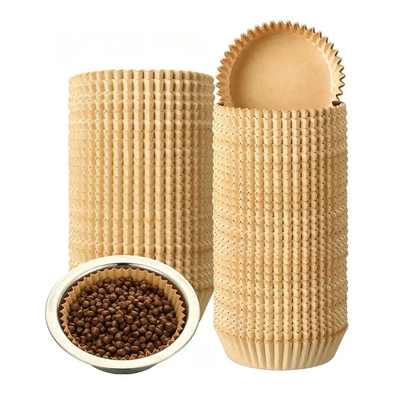 Pet Disposable Feeding Bowls Liner 300 Pcs Large Bulk Cat Food Bowls For Small Paper Dish Paper Liner For Small Dogs Brown
