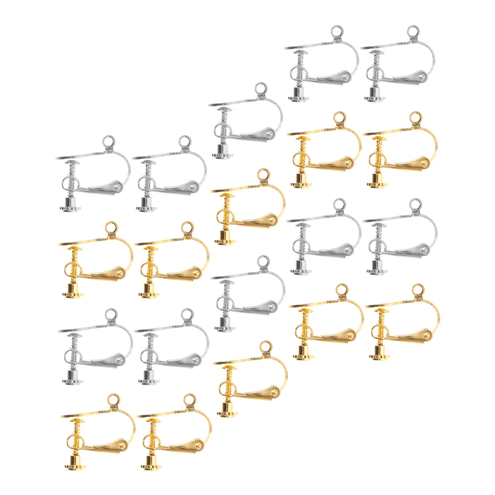Non Pierced Earring Converters Clip on DIY Components Gold Tone Adapter Trays for Sensitive Ears Round Dangle Flat Design