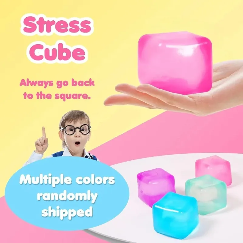 1-10 Unidades de Juguetes Sensoriales Cuadrados de Gel en Forma de Cubo de Hielo, Bolas Antiestrés de Elevación Lenta, Juguetes Fidget de Cubo de Hielo de Maltosa para Alivio de la Ansiedad, Juguetes Blandos