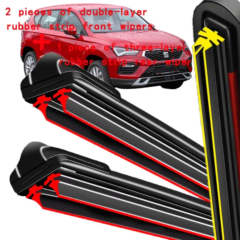 

For Seat Ateca 2016-2023 2017 2018 2019 2020 2021 Wiper Front&Rear Wiper Blades Windshield Windscreen Window Brushes 26"+18"+11"
