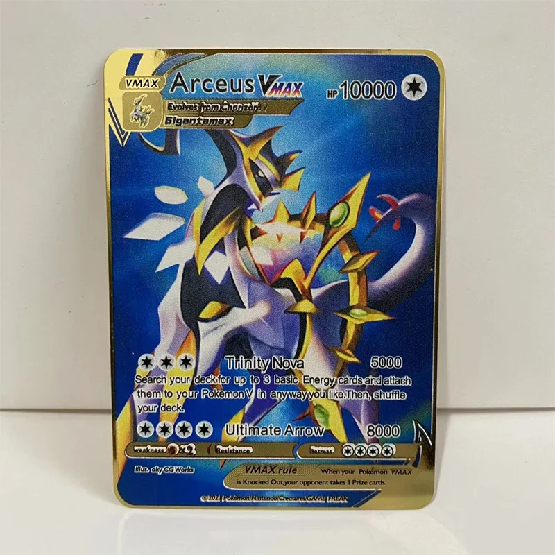 5/10Pcs wholesale DIY Pokemon Metal Cards Gengar Sylveon Mew VMAX English Pokémon Stainless Steel Game Collection Card