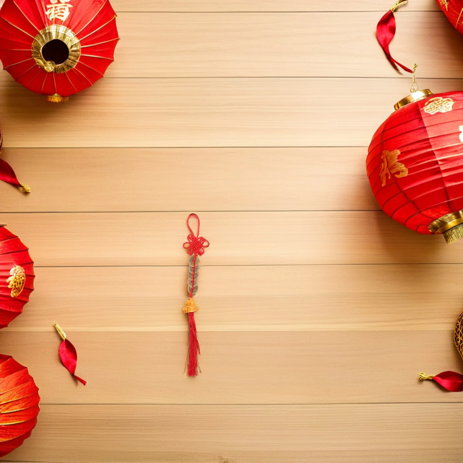 

4 Pcs Chinese New Year Hanging Pendant Ornament Decorate Crafts Ornaments Polyester Travel