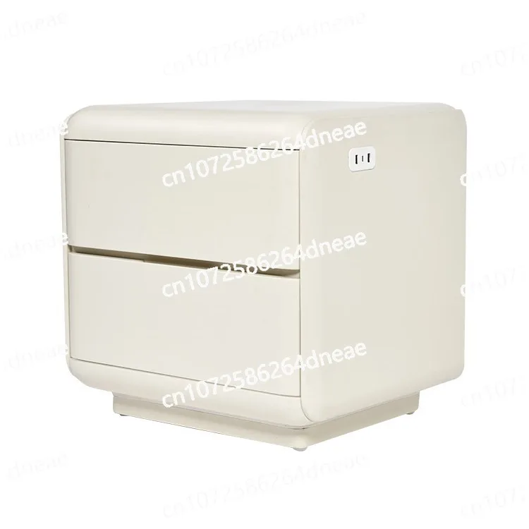 

Smart bedside table Cream wind with lamp creative modern simple bedroom wireless charging storage cabinet