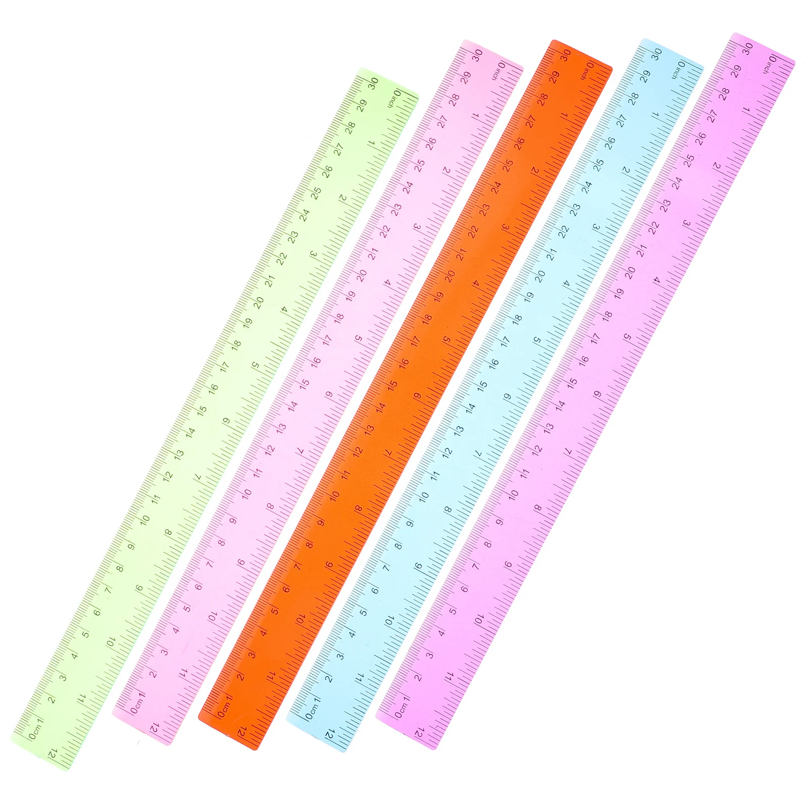 5Pcs Plastic Colored Rulers for School Students Measuring Drawing Portable Multifunction Straight Rulers Classroom Supplies