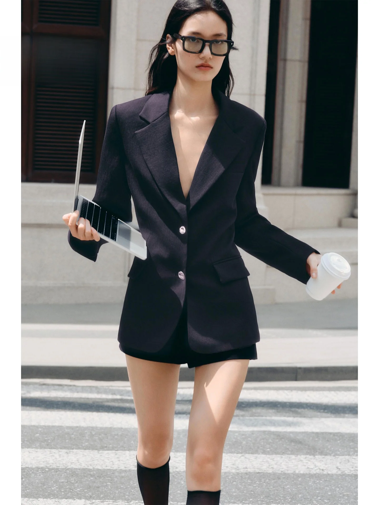 ZAPRHA 캐주얼 버튼업 여성 정장 재킷 스트레이트 레그 가을 겨울 패션 슬림핏 롱 슬리브 캐주얼웨어