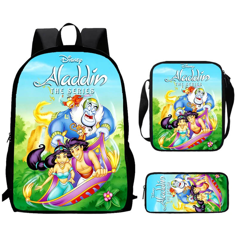 Cartoon Aladdin Child School Backpack With Shoulder Bags Pencil Bags For Kindergarten,Light Weight Schoolbags For Boys Girls