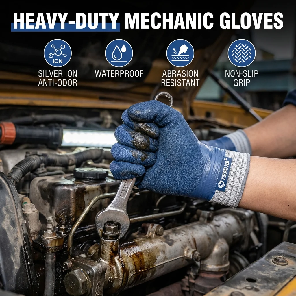 Heavy Duty Work Gloves Waterproof Latex Coated Anti-Slip Safety Thickened Warm Gloves for Construction Repairing