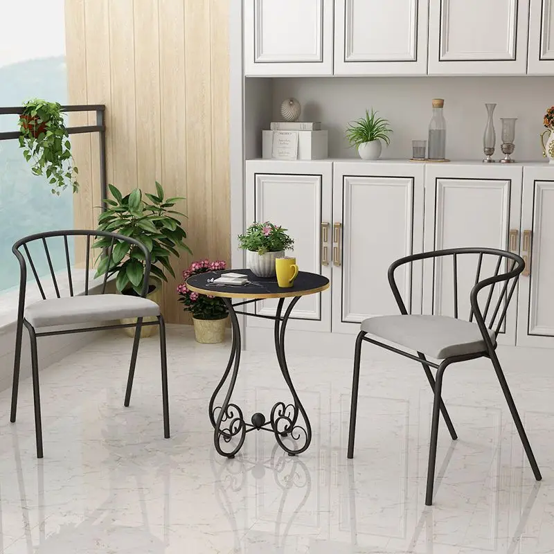 HYS simple living room round bedroom light luxury coffee table side table mini wrought iron bedside small table small