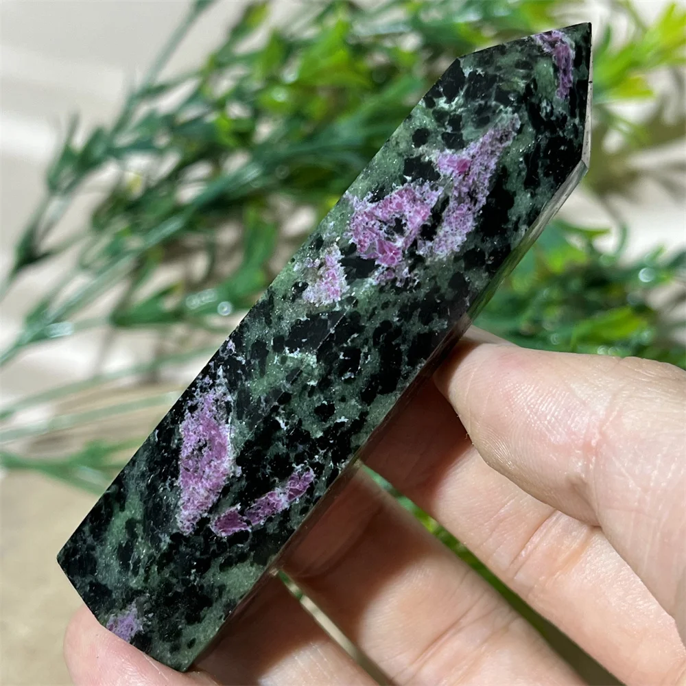 Crystal Natural Red Green Ruby With Tower Point Wand Healing Gemstones Polishing Witchcraft Geode Minerals Home Decoration