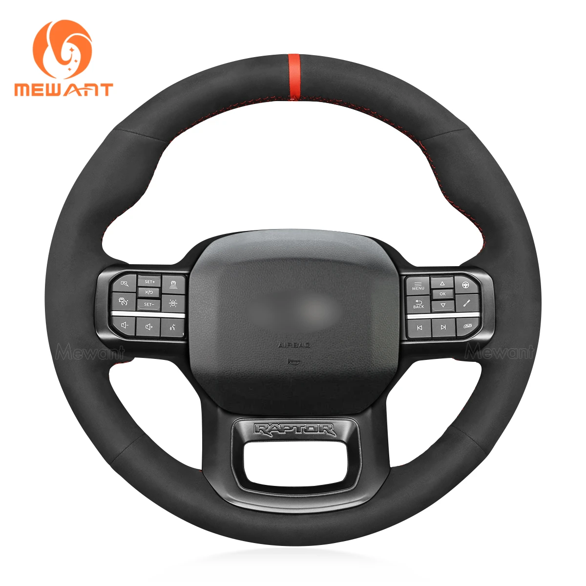 

MEWANT Black Synthetic Suede Car Steering Wheel Cover for Ford F150 F-150 Raptor F250 F-250 Raptor 2021 2022 2023