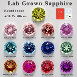 Lab Grown Sapphire Royal Blue Color Round Shape Charm Gemstones for Diy Jewelry Making Material Selectable AGL Certificate