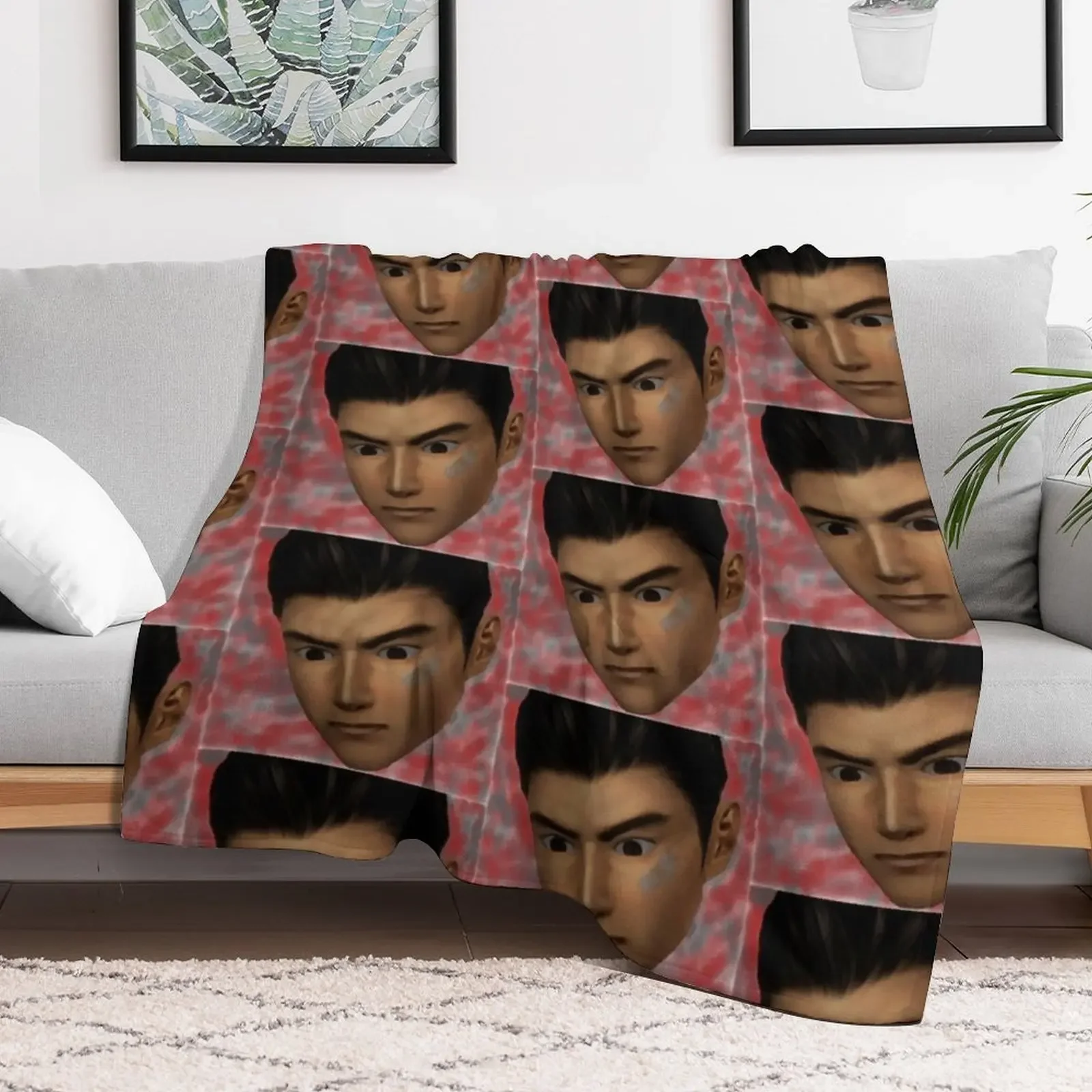 Shenmue: Ryo Crazy Eyes Oil Painting Throw Blanket Spring Fall Cozy Throw Blanket for Couch