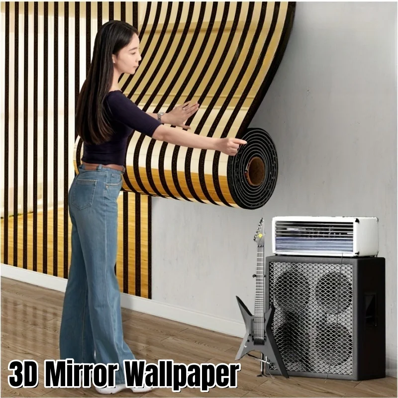 厚い大型ロールピールアンドスティックミラー反射テクスチャ壁紙自己粘着3dウォールステッカーウォールボードホームデコレーションアート