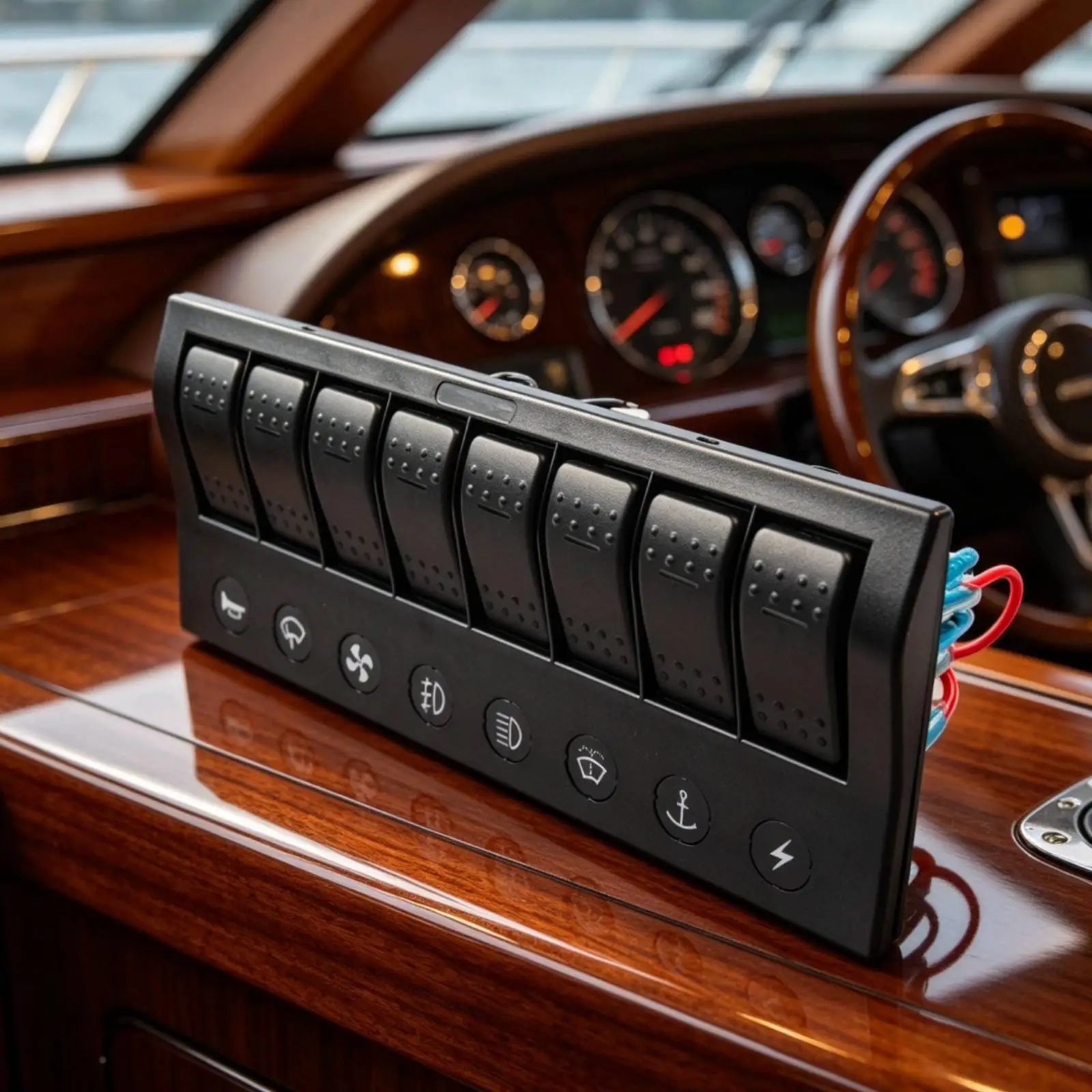 Waterproof Style 8 Gang Rocker Switch Panel 12V 24V ABS Control Box for Boat RV Truck Custom Build