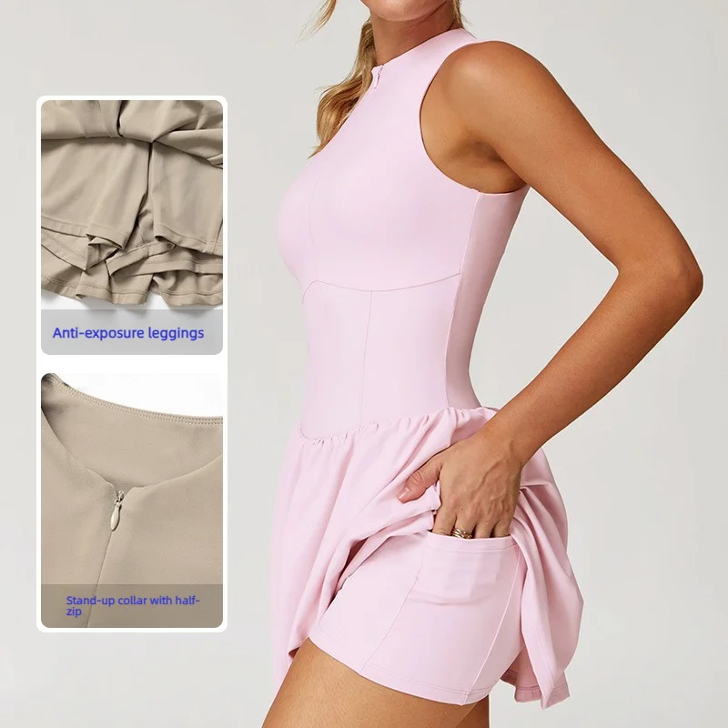 Yoga Fitness Dress - DUOMI Sahte İki Parçalı Spor Elbisesi