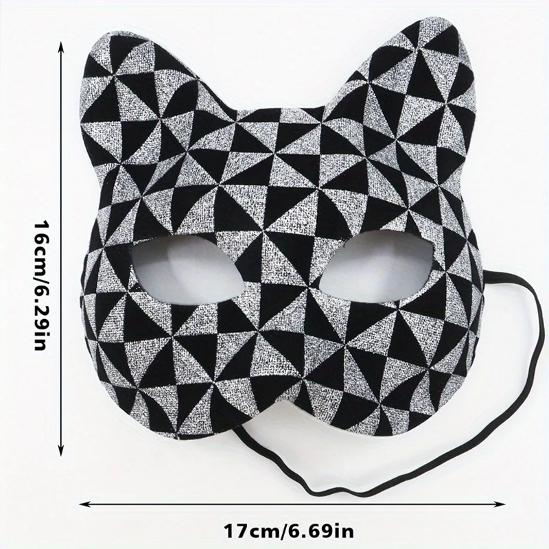 Internet celebrity plaid cat makeup ball mask Venice mask Fashion eye mask Halloween mask Ball costume accessories suitable for