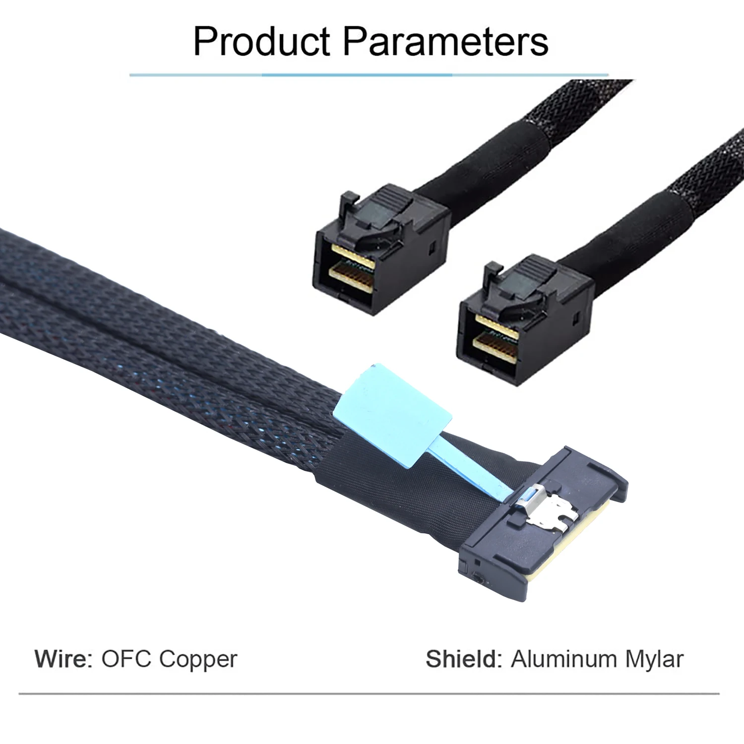 PCI-E 5.0 MCIO 8X 74Pin to 2X 36Pin Mini SAS HD SFF-8643 Extension Data and Cord Cable