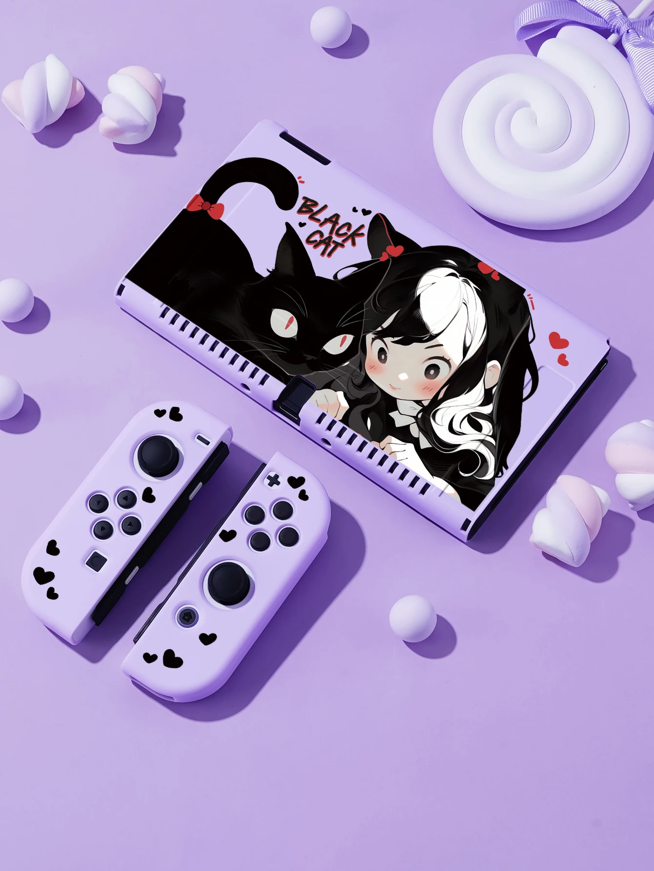 Anime girl Case for Nintendo Switch OLED, NS Game Accessories,Handheld Separable Shell for NS Joycon, Panda Switch Oled Cover
