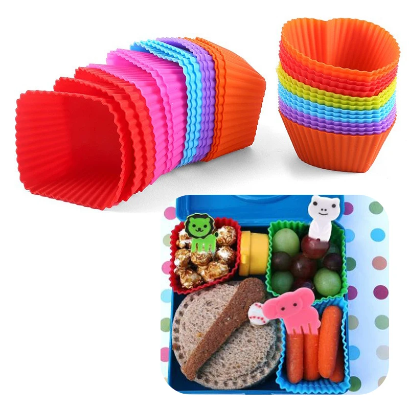 New【3Pcs Bento Divider Cup Easy Clean Mould Reusable Cake Mold Dessert Sushi Separate Storage Accessories Food Lunch Box Liner】