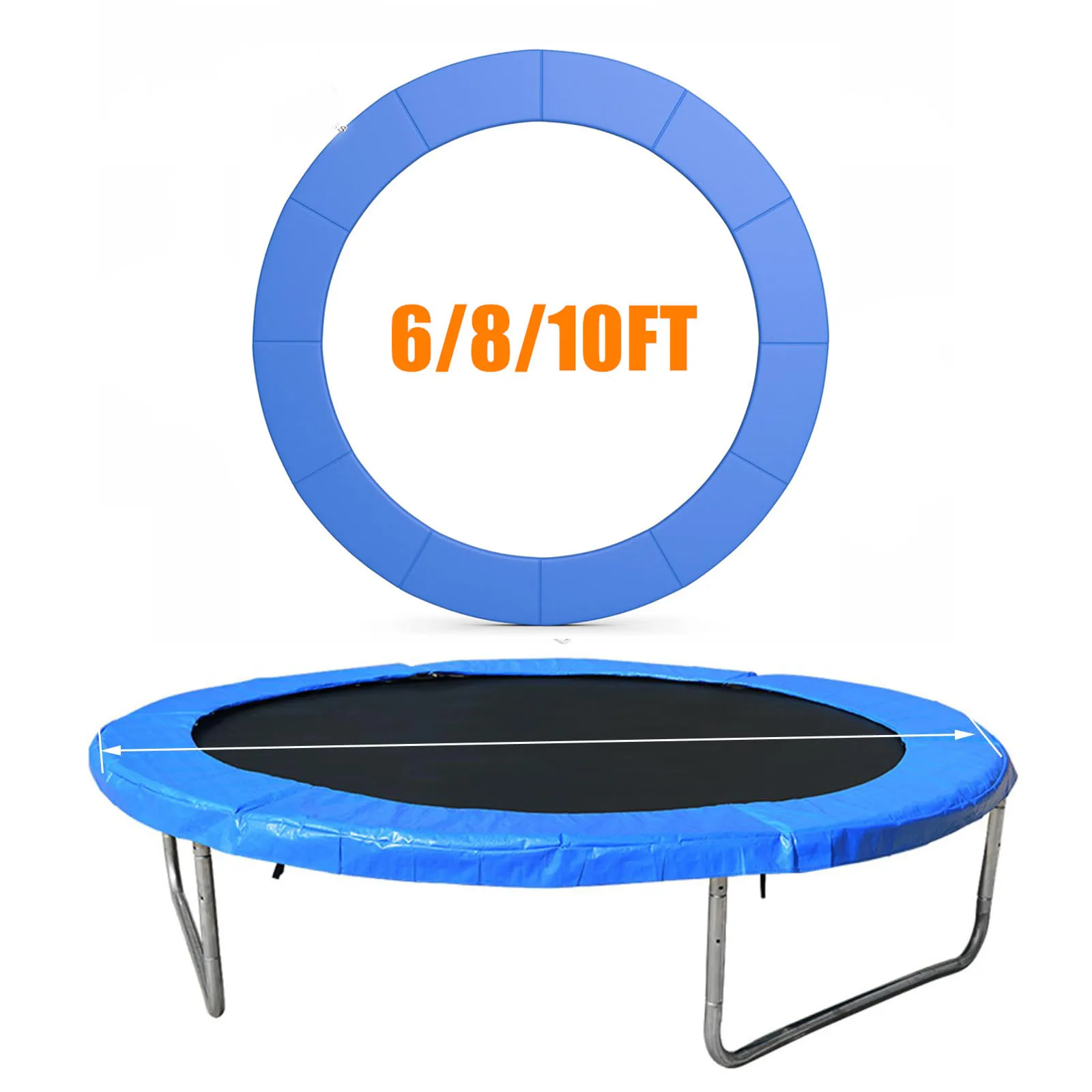 6/8/10 Feet Trampoline Protection Mat Trampoline Safety Pad Round Spring Water-Resistant Protective Cover Home Sport Accessories