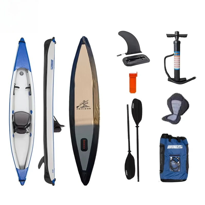 Single Seat Inflatable Ocean Kayak Canoe 1 Person Fishing Outdoor Use Drop Stitch Material