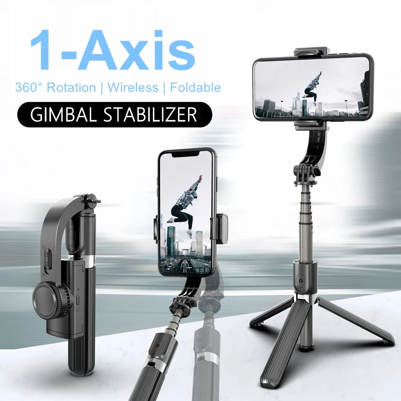 

Wireless Mobile Smartphone Holder 1-Axis Gimbal Stabilizer Monopod Tripod Selfie Stick for Travel Anti Shake Video & Shooting