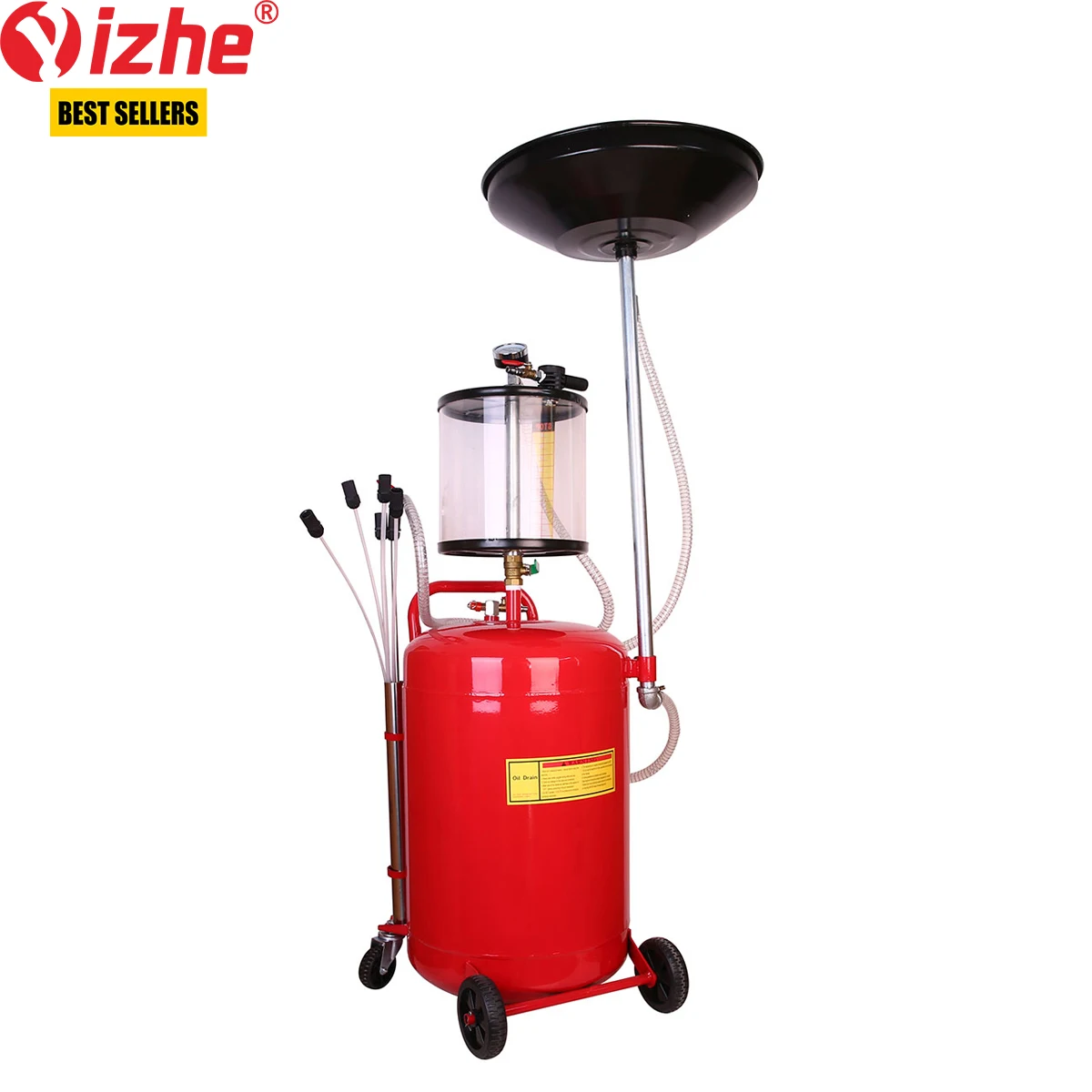 80L Pneumatic Oil Extractor Removable Portable Oil Drainer Adjustable Tube Pneumatic Vacuum Waste Oil Collector